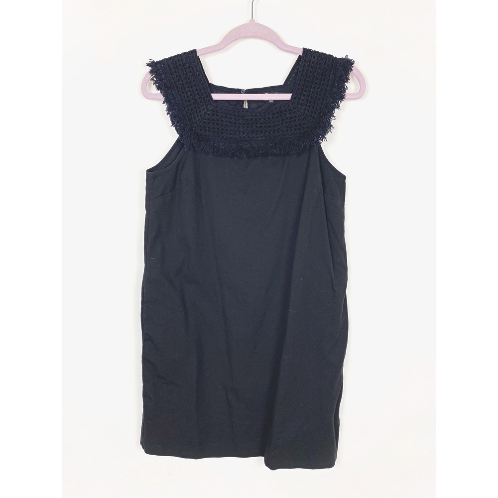 Madewell Sundream Crochet Fringe Shift Dress Black